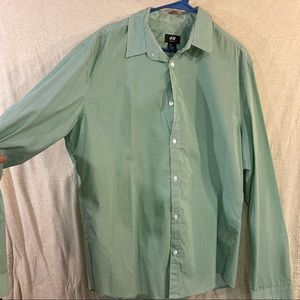 Green Striped Button Up H&M
